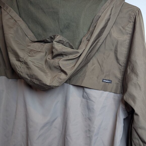 ONEILL MEN'S SIZE S COLOR BLOCK WINDBREAKER JACKET OLIVE AND TAN - Picture 6 of 8
